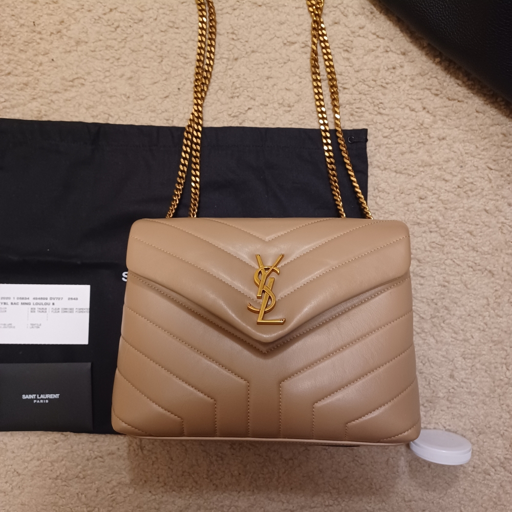 Saint Laurent Loulou Quilted Leather Shoulder Bag, Small In Dark Latte